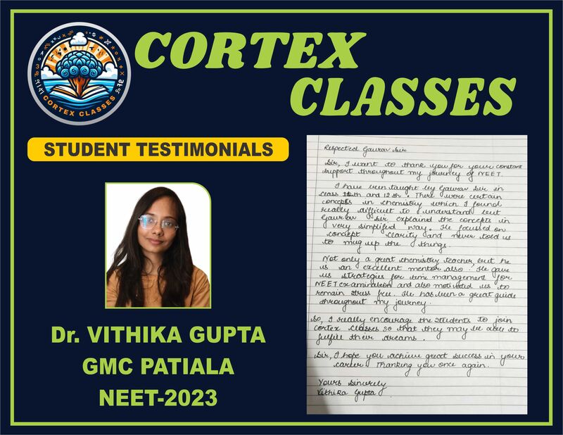 Testimonial by Dr. Vithika Gupta — NEET 2023 — GMC Patiala